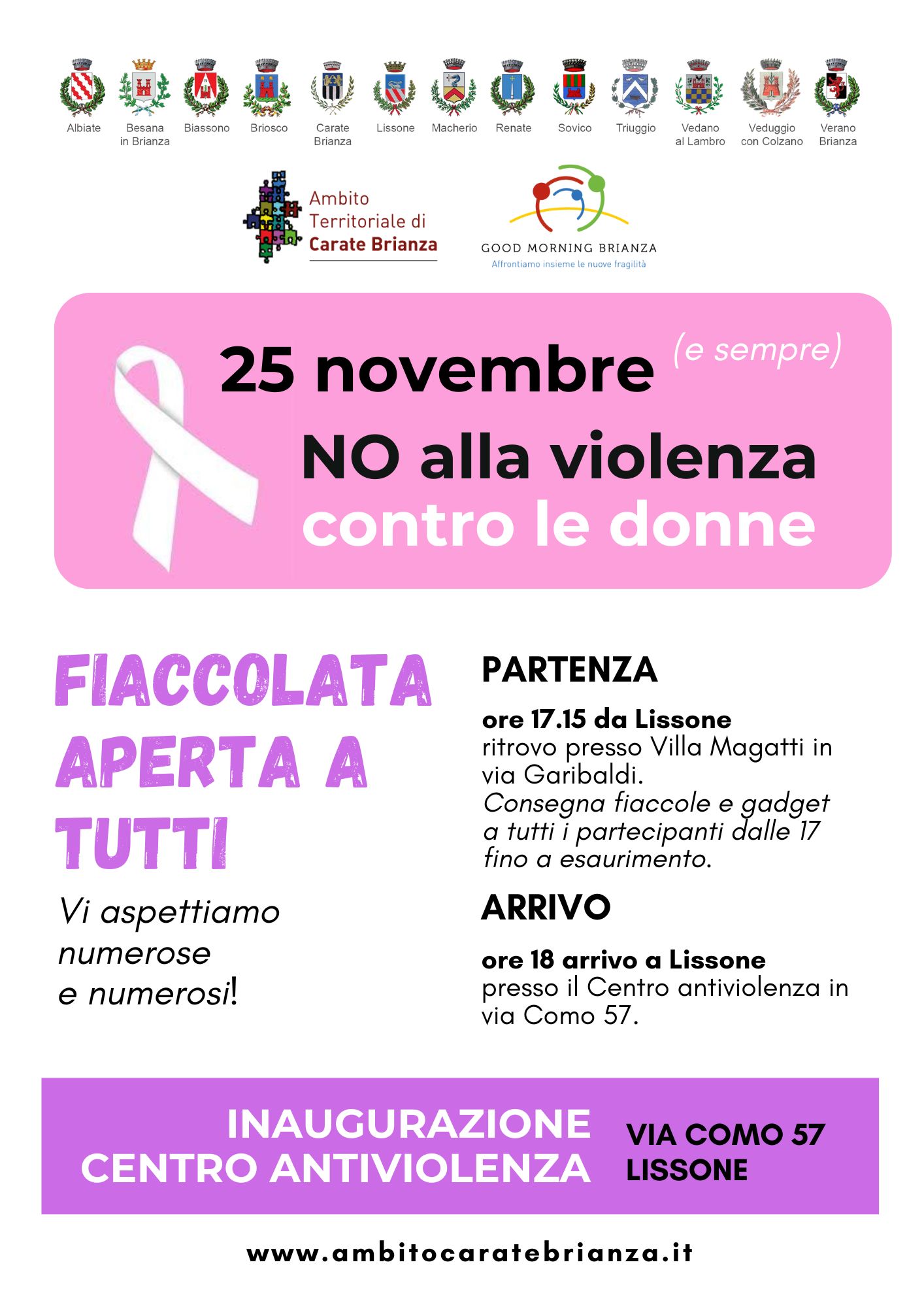 FIACCOLATA E INAUGURAZIONE DEL CENTRO ANTIVIOLENZA DI LISSONE